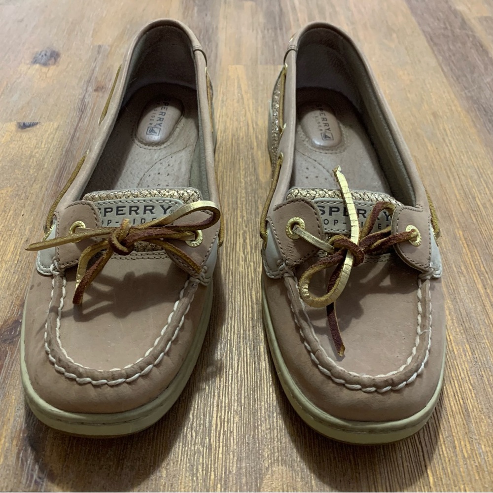 SPERRY Top-sider Angelfish - Size 7.5 Tan leather with gold accents